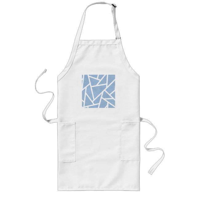Tablier Long Motif en mosaïque bleu pâle et blanc (Devant)
