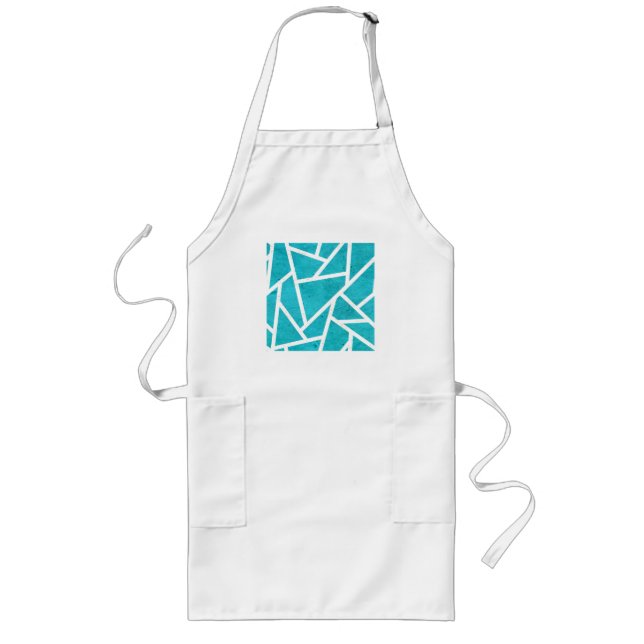 Tablier Long Motif en mosaïque bleu-vert et blanc (Devant)