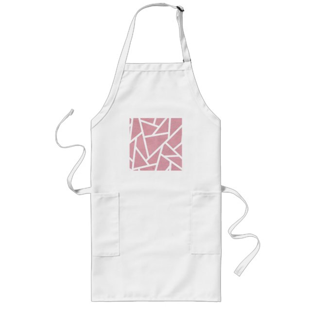 Tablier Long Motif en mosaïque corail et blanc (Devant)