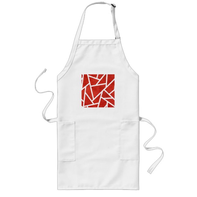 Tablier Long Motif en mosaïque rouge et blanche (Devant)