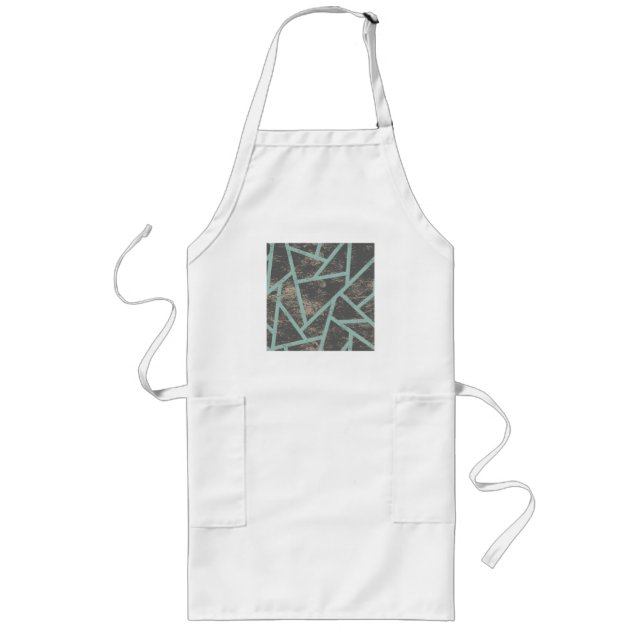 Tablier Long Motif en mosaïque vert pâle et gris (Devant)