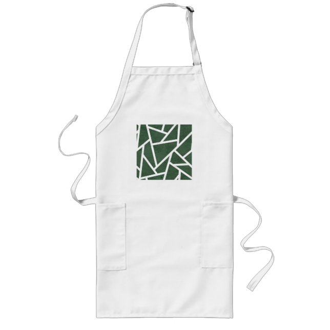 Tablier Long Motif en mosaïque verte et blanche (Devant)