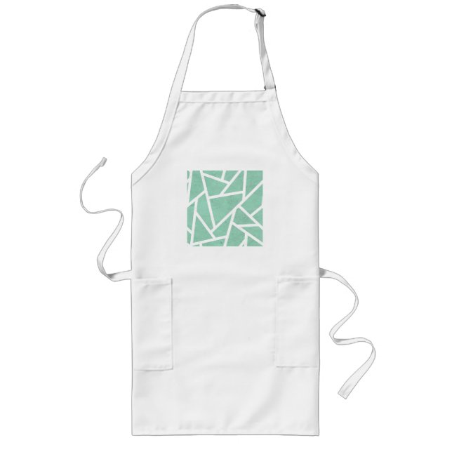 Tablier Long Motif en mosaïque verte et blanche (Devant)