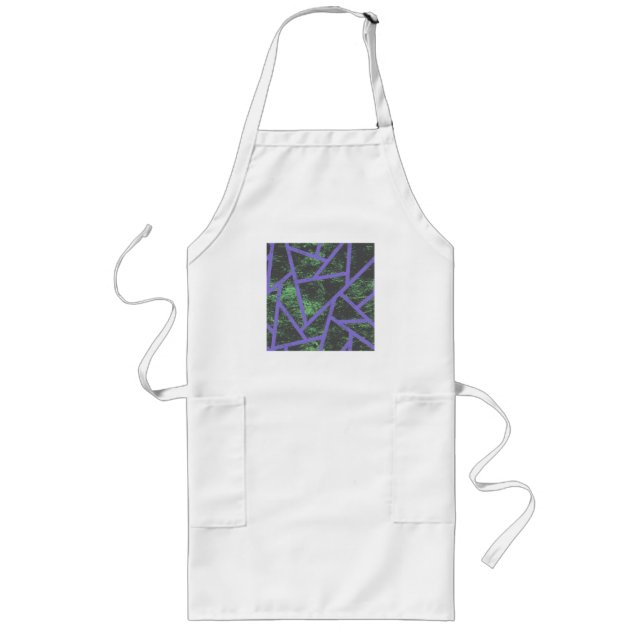 Tablier Long Motif en mosaïque violet et verte (Devant)