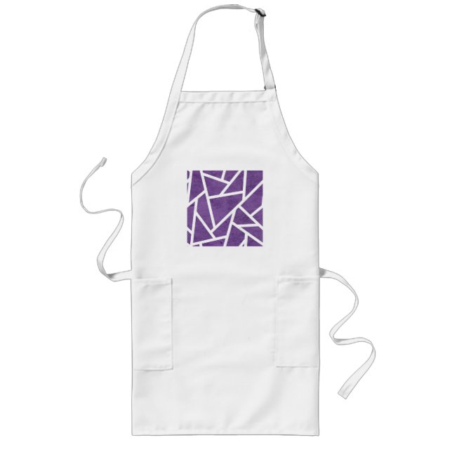 Tablier Long Motif en mosaïque violette et blanche (Devant)
