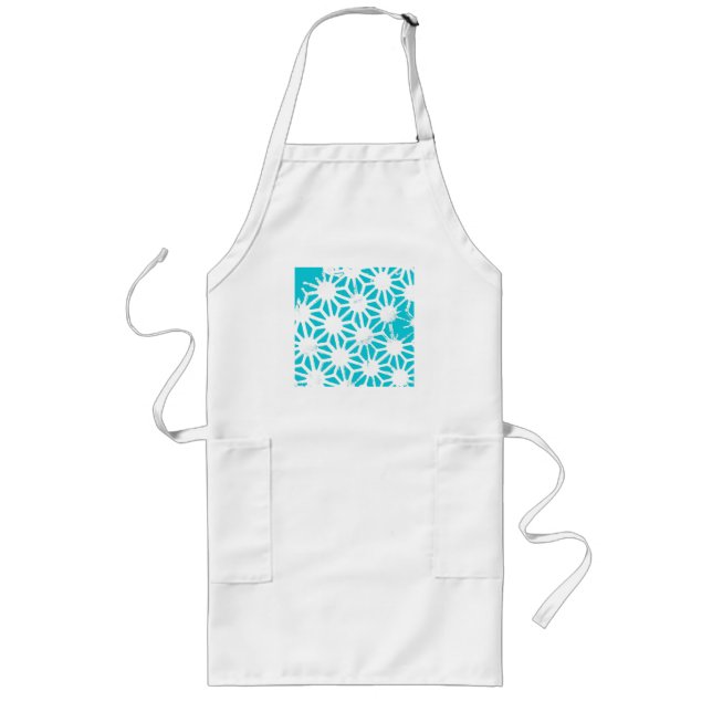 Tablier Long Motif géométrique Aqua (Devant)