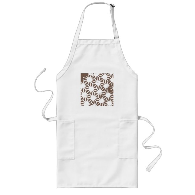 Tablier Long motif géométrique Brown et blanc (Devant)