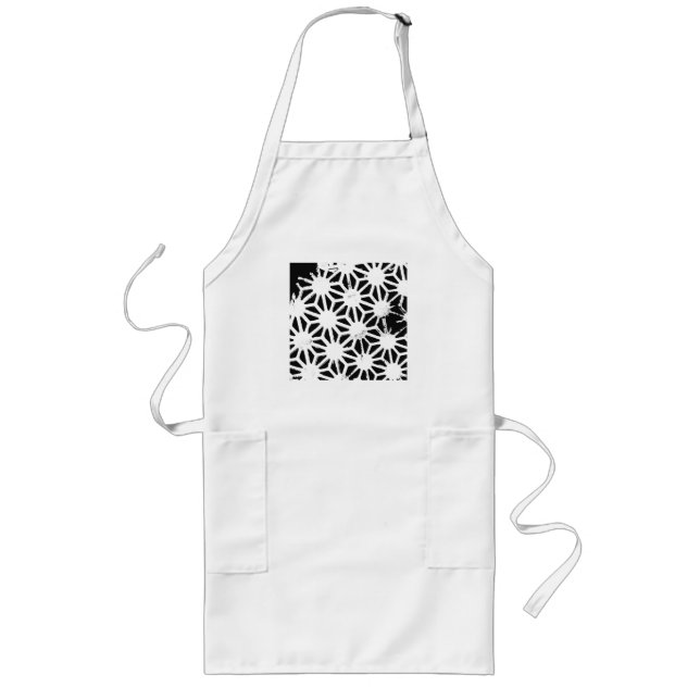 Tablier Long Motif géométrique noir et blanc (Devant)