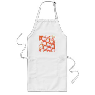 Tablier Long Motif géométrique orange et blanc