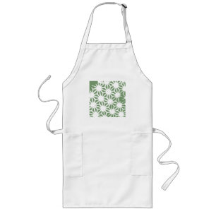 Tablier Long Motif géométrique vert et blanc olive