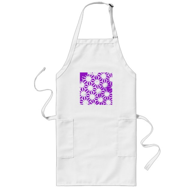 Tablier Long Motif géométrique violet royal (Devant)
