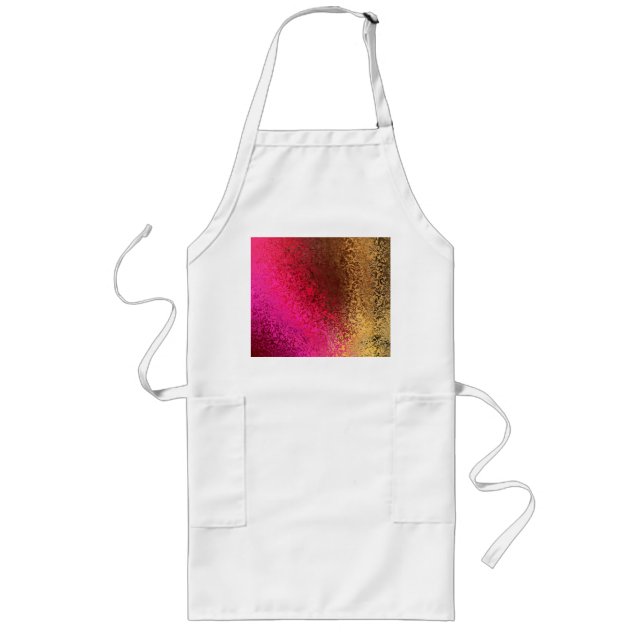 Tablier Long Motif rose rouge et or (Devant)
