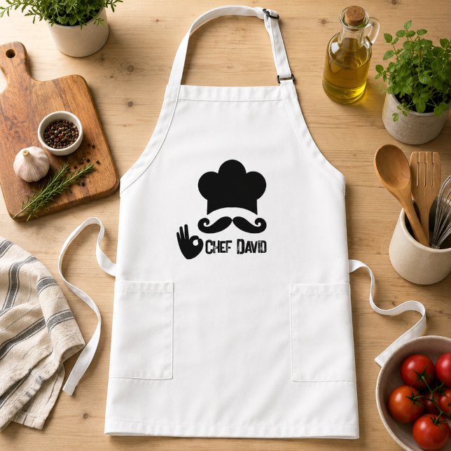 Tablier Long Moustache noire drôle personnalisée (Créateur téléchargé)