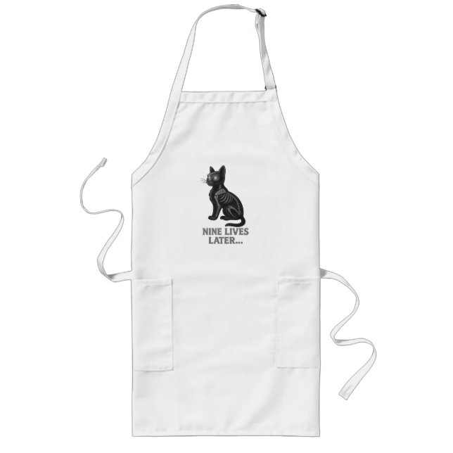 Tablier Long Neuf Vies Plus Tard – T-Shirt de Chat Drôle (Devant)