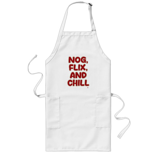 Tablier Long Nog Flix and Chill Funny Christmas Slogan Design (Devant)