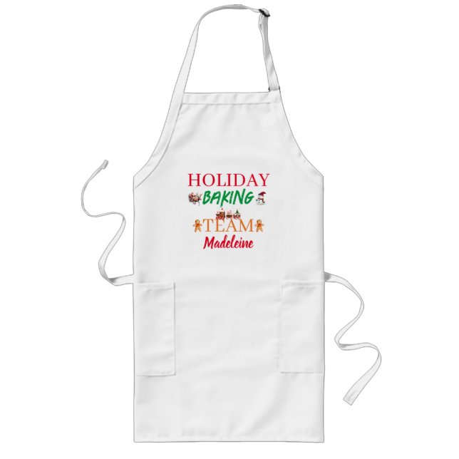 Tablier Long Nom personnalisé Christmas art Holiday Baking Team (Devant)