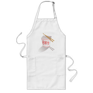TABLIER LONG NOURRITURE À EMPORTER ET BAGUETTES CHINOISES
