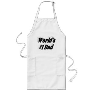 Tablier Long Number 1 Dad Fathers Day black text Long Apron