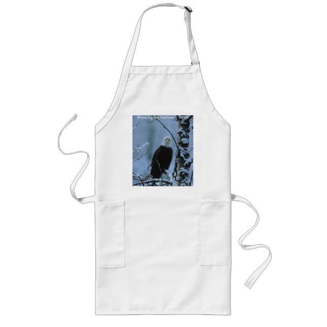 Tablier Long Oiseau/Eagle chauve dans la neige d'hiver (Devant)