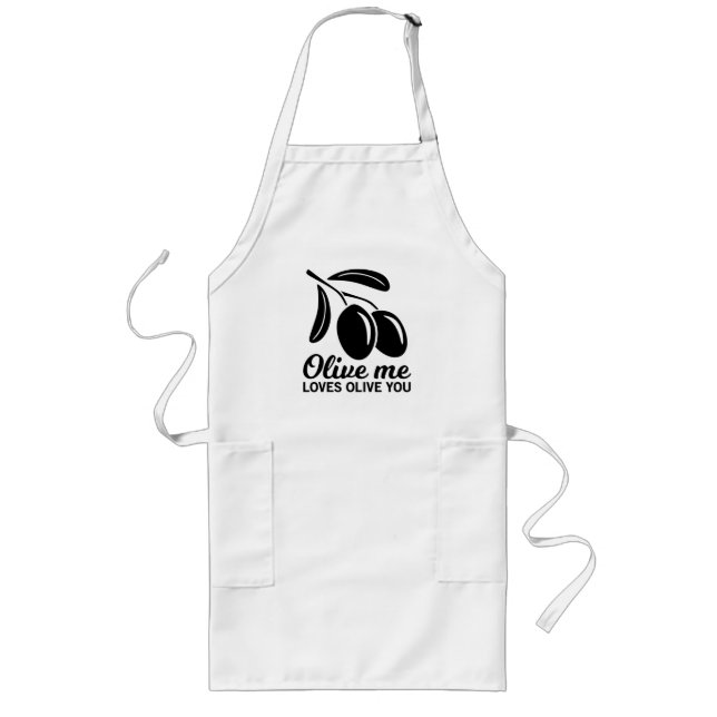 Tablier Long Olive Me aime Olive You Cadeau drôle de chef (Devant)
