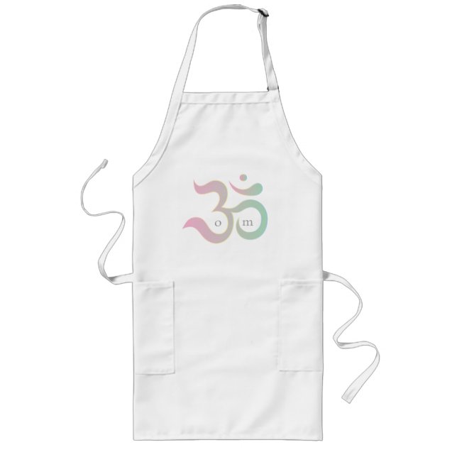 Tablier Long Om symbole Sanskrit zen rose pastel chef apron (Devant)