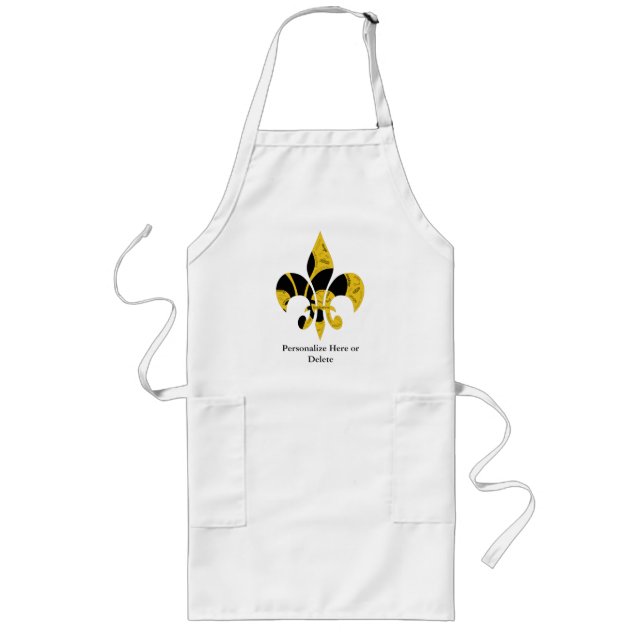 Tablier Long Or noir Inspirational Fleur de Lis (Devant)