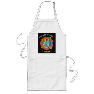 Tablier Long Paix Amour Enseigner Vintage Rétro 70s Hippie
