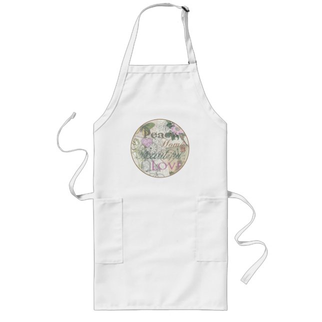 Tablier Long Paix Vintage Maison Amour Beau (Devant)