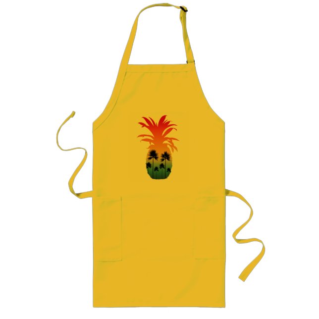 TABLIER LONG PALMIERS COUCHER DE SOLEIL PINEAPPLE CALIFORNIE  (Devant)