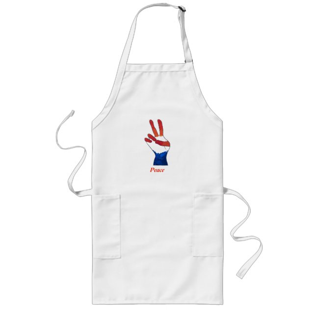 Tablier Long Panneau de Paix Patriotique Rouge Blanc et Bleu (Devant)