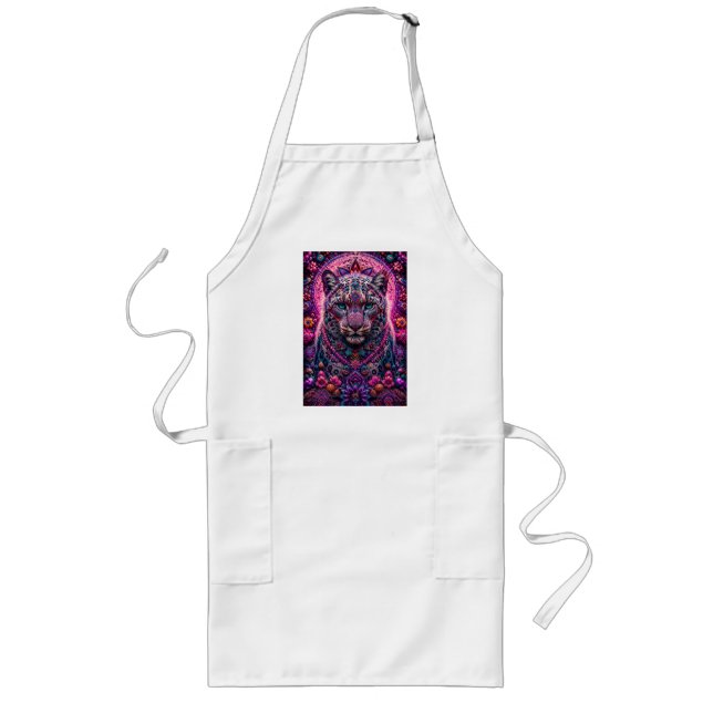 Tablier Long Panthère Néon Mystique Mandala Floral (Devant)