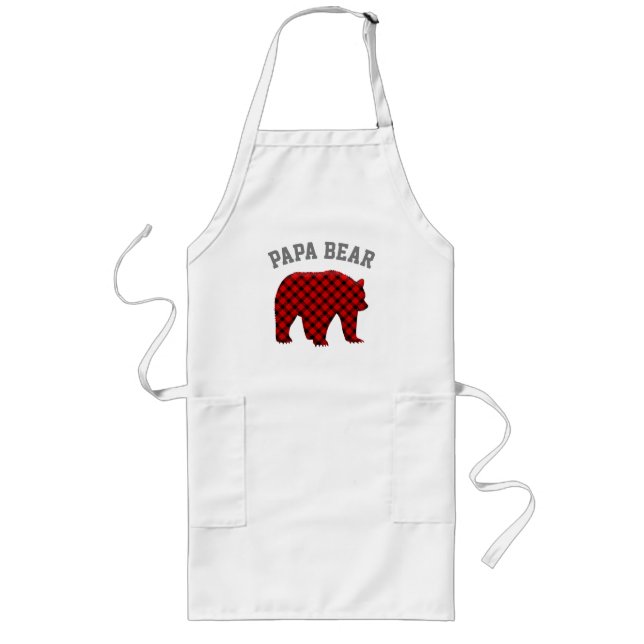 Tablier Long Papa Bear buffalo plaid bear Christmas T-Shirt (Devant)