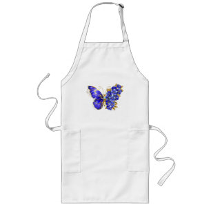 Tablier Long Papillon saphir à fleurs
