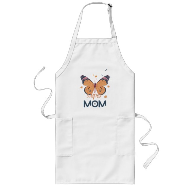 Tablier Long Papillon Super MOM (Devant)