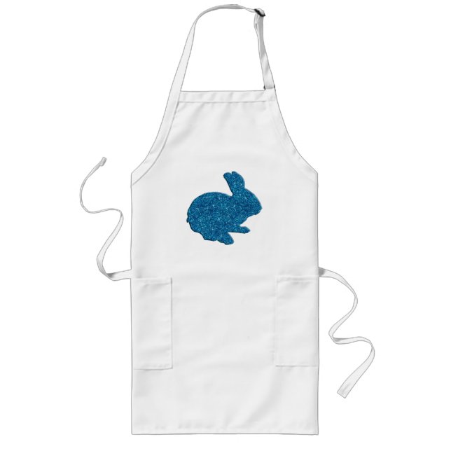 Tablier Long Parties scintillant Bleue Silhouette Lapin de Pâqu (Devant)