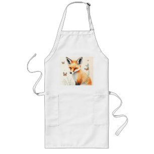 Tablier Long Pastel Fox avec fougères et papillons
