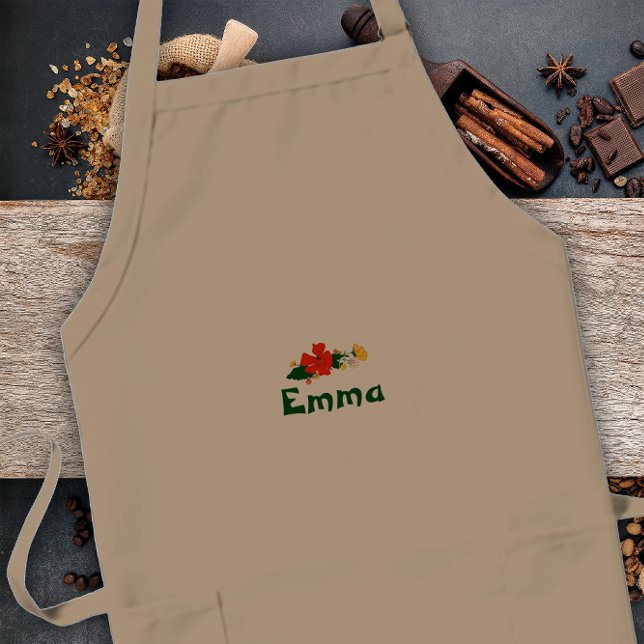 Tablier Long Pavot fleur sauvage rouge et jaune Long Apron (Créateur téléchargé)