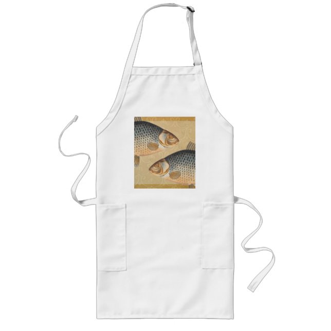 Tablier Long peinture de pêche de carpe dessin d'eau douce  (Devant)