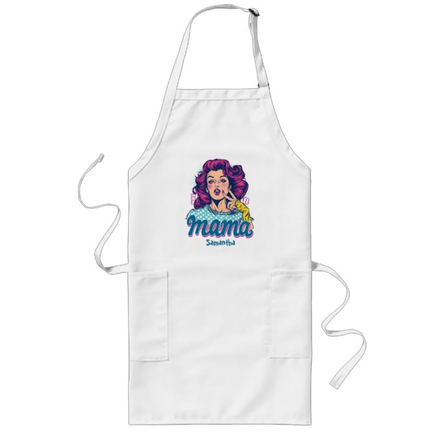Tablier Long Personnalisé Retro Mama Pop Art (11) (Devant)