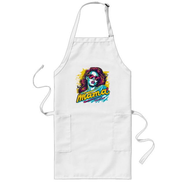 Tablier Long Personnalisé Retro Mama Pop Art (12) (Devant)