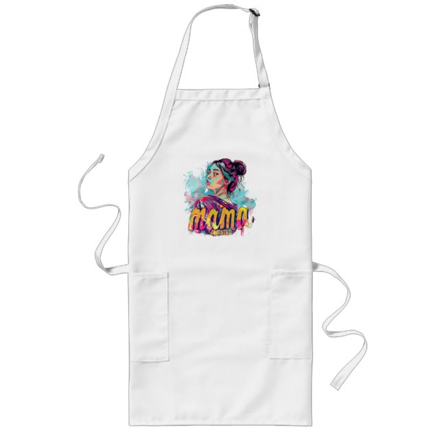 Tablier Long Personnalisé Retro Mama Pop Art (13) (Devant)