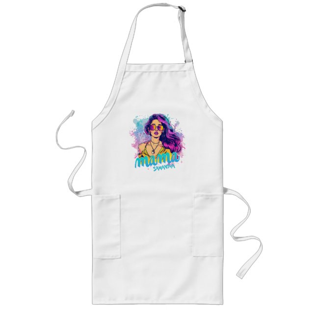 Tablier Long Personnalisé Retro Mama Pop Art (15) (Devant)