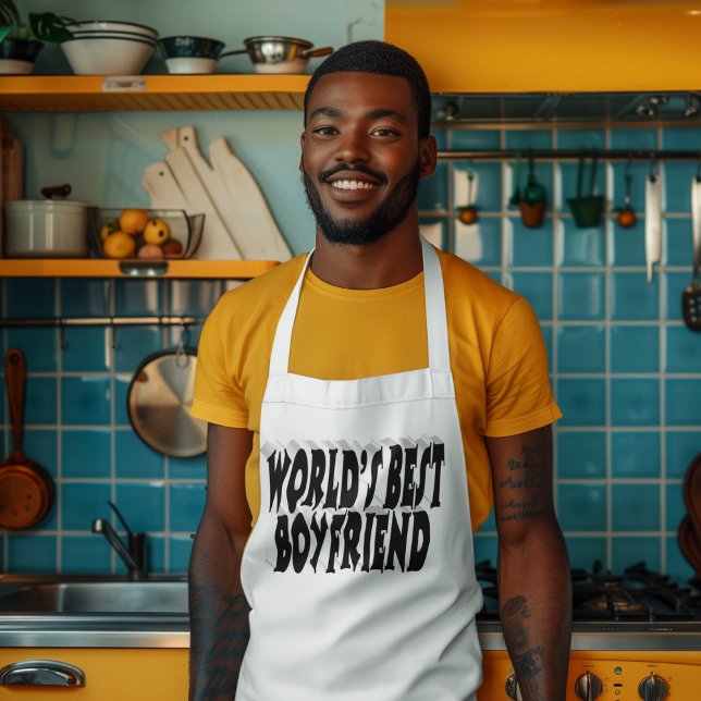 Tablier Long Petit ami typographie noire (Créateur téléchargé)