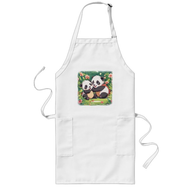 Tablier Long Petits pandas mignons et joueurs - Style Anime (Devant)