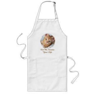 Tablier Long Photo de chat mignon, Texte, Remplaçable,