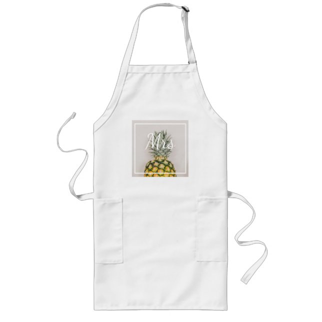Tablier Long Pineapple Tropical Mrs Bride (Devant)