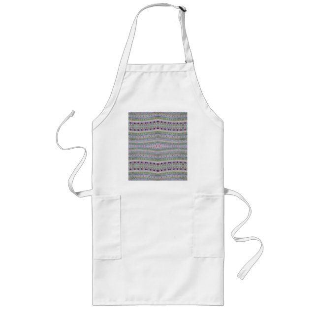 Tablier Long Pink and Green Pretty Hearts Motif (Devant)
