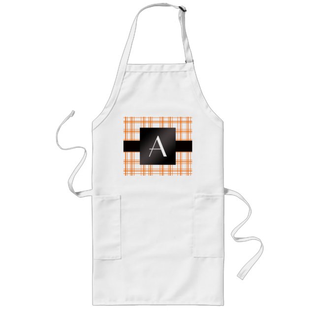 Tablier Long Plaid d'orange de monogramme (Devant)