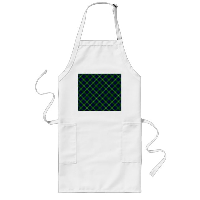Tablier Long Plaid vert bleu Lamont tartan (Devant)
