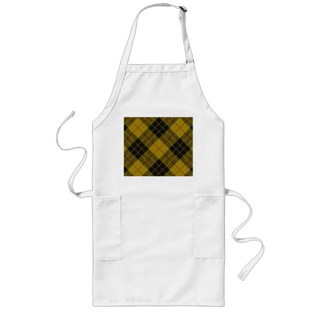 Tablier Long Plaque noire jaune tartan MacLeod (Devant)